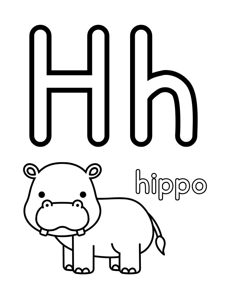 letter H coloring alphabet poster, fine motor skills activity, educational ABC poster, PDF, instant download