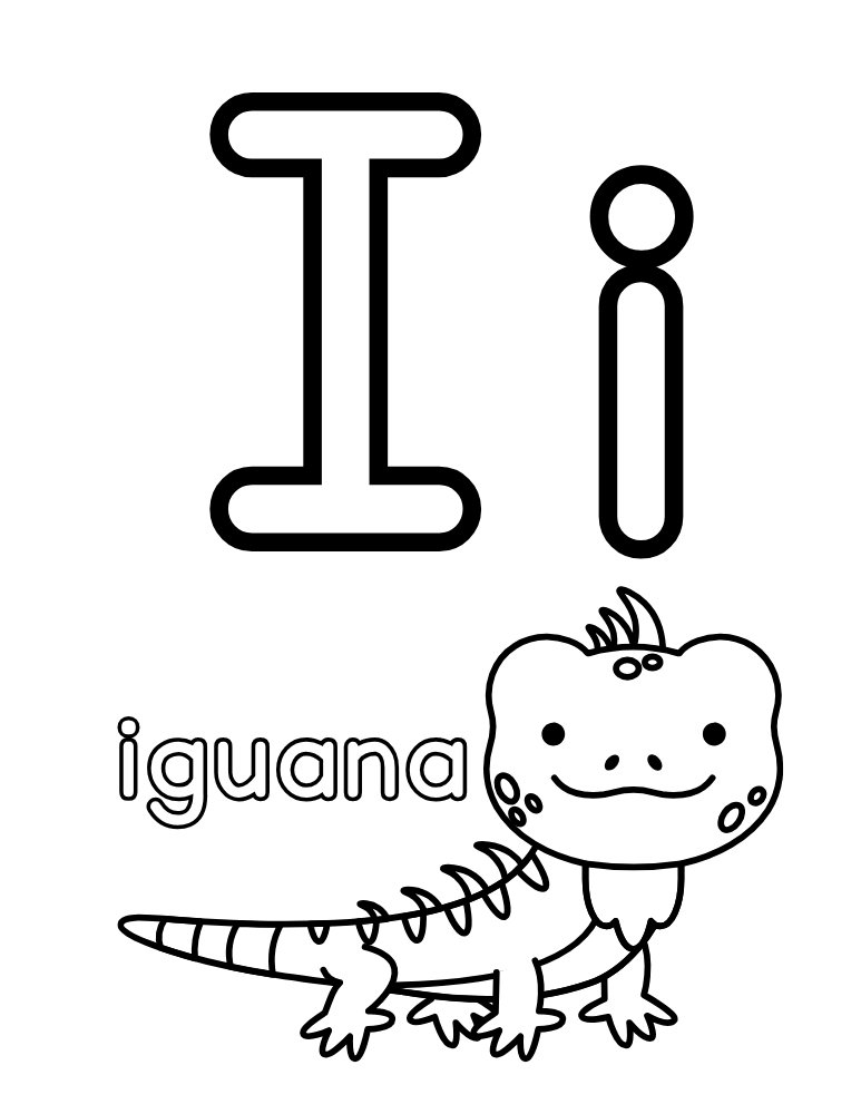 letter I coloring alphabet poster, beginner literacy activity, printable preschool coloring, PDF, instant download
