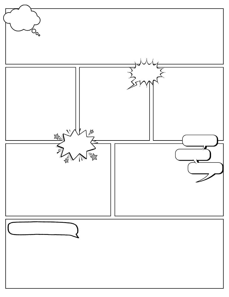 comic strip template Printables, education printable, PDF, instant download, kids