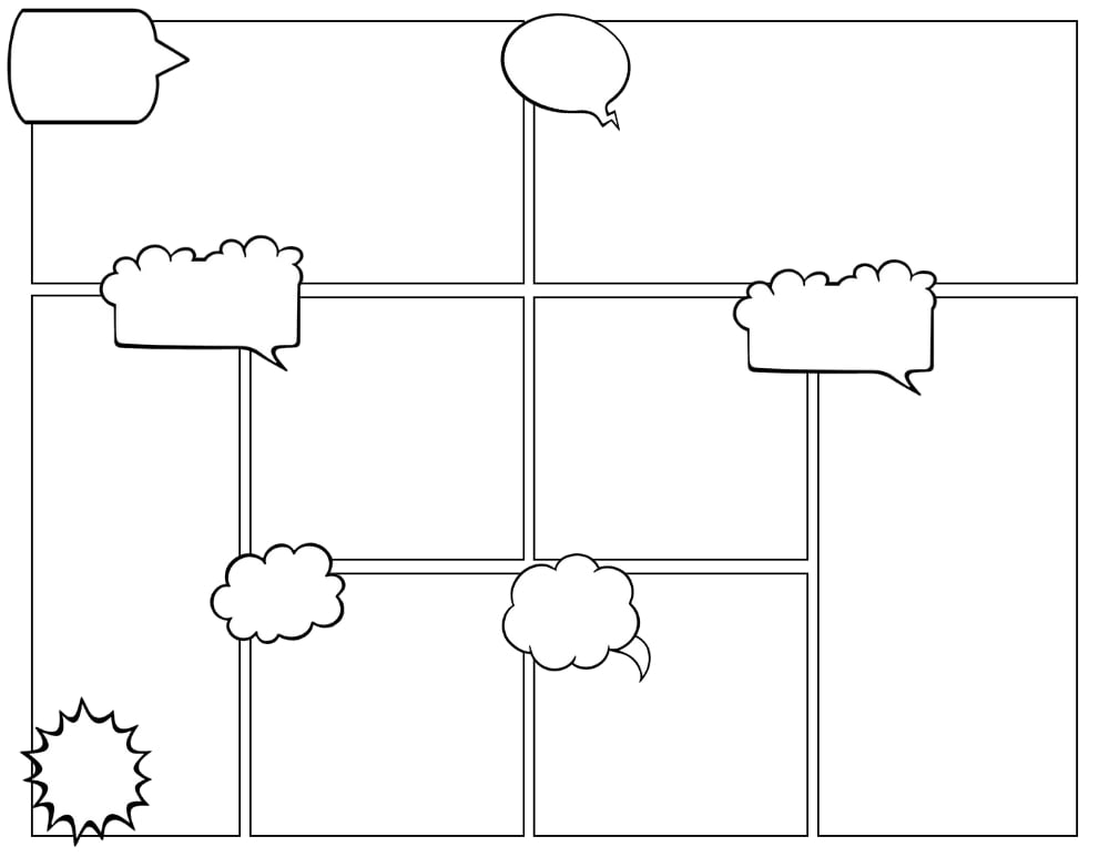 comic strip template Printables, education printable, PDF, instant download, kids