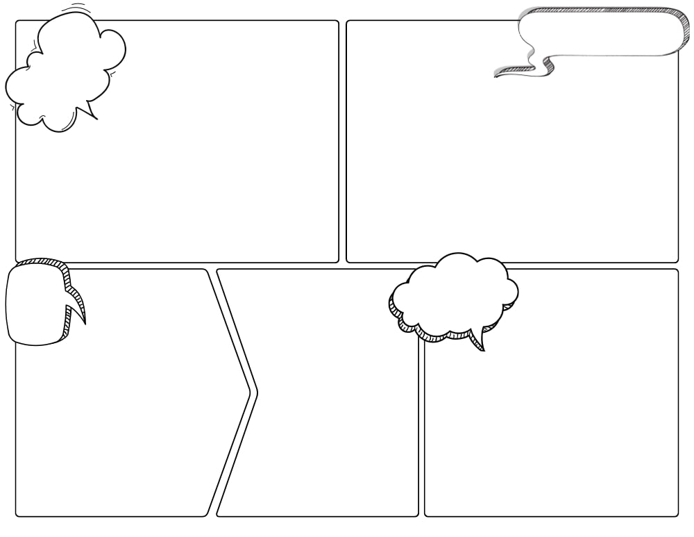 comic strip template Printables, education printable, PDF, instant download, kids