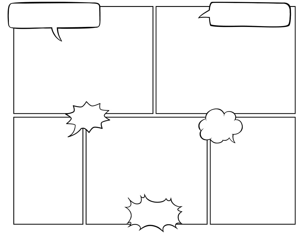 comic strip template Printables, education printable, PDF, instant download, kids