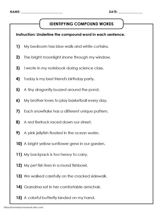 mastering compound words, literacy center activity, educational printable for kids, PDF, instant download