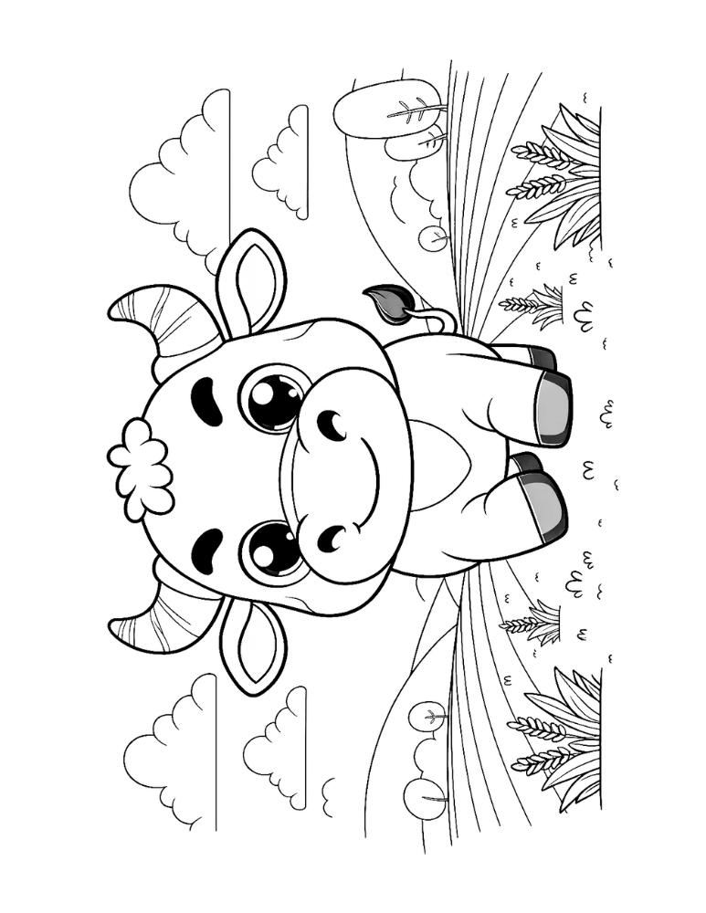 cow coloring page, PDF, instant download, kids