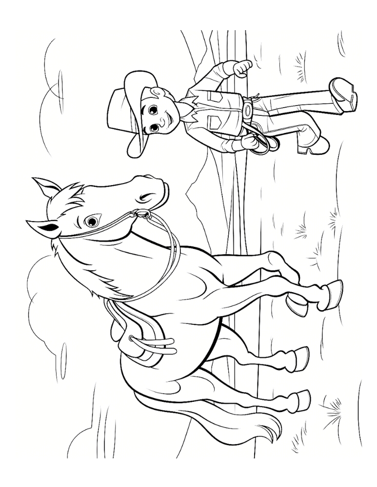 cowboy coloring page, PDF, instant download, kids