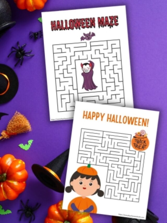 Free Halloween Maze Printables for Kids Story