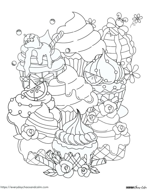 Cupcake Coloring Page #2 Free printable Cupcake coloring pages, pdf, for kids, print, download.