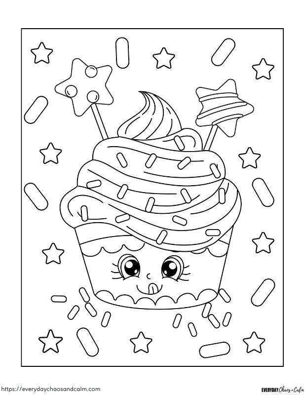 Cupcake Coloring Page #3 Free printable Cupcake coloring pages, pdf, for kids, print, download.