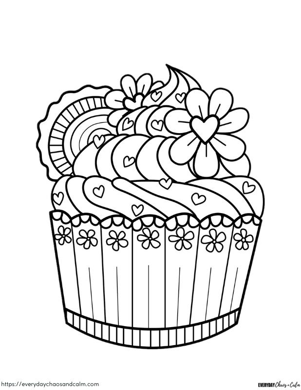 Cupcake Coloring Page #6 Free printable Cupcake coloring pages, pdf, for kids, print, download.