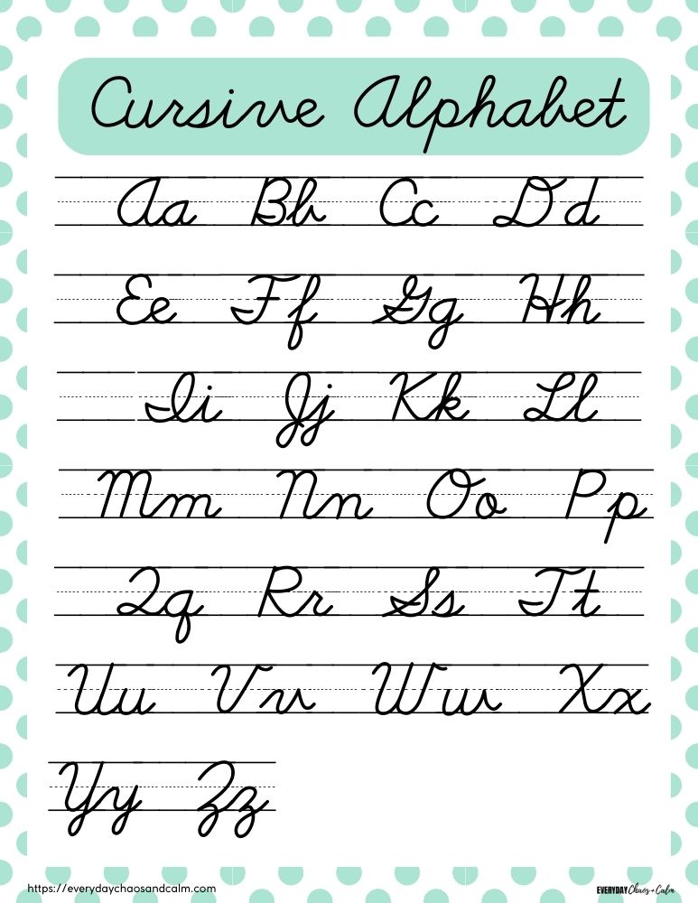 Free Printable Cursive Alphabet Free Printable Cursive Alphabet