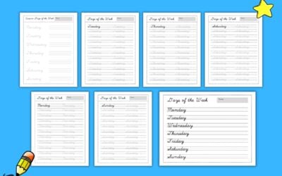 Printable Cursive Days of the Week Worksheets
