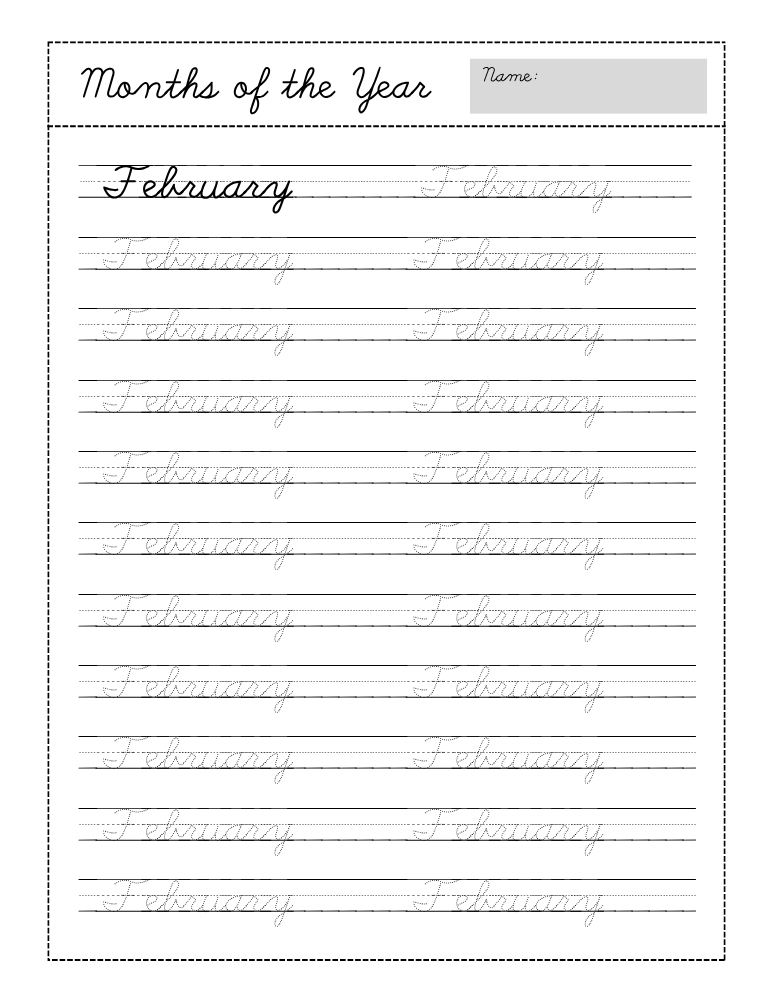 cursive months of the year worksheets, education printable, PDF, instant download, kids