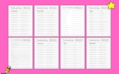 Printable Cursive Months of the Year Worksheets