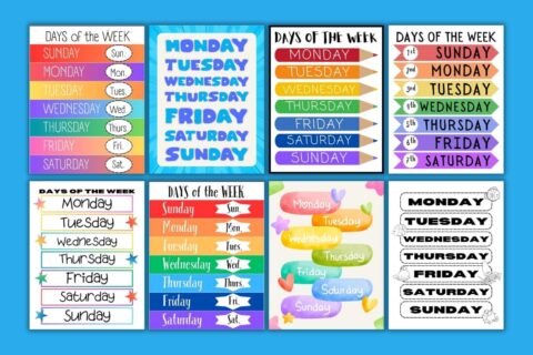 Free Printable Days Of The Week Charts