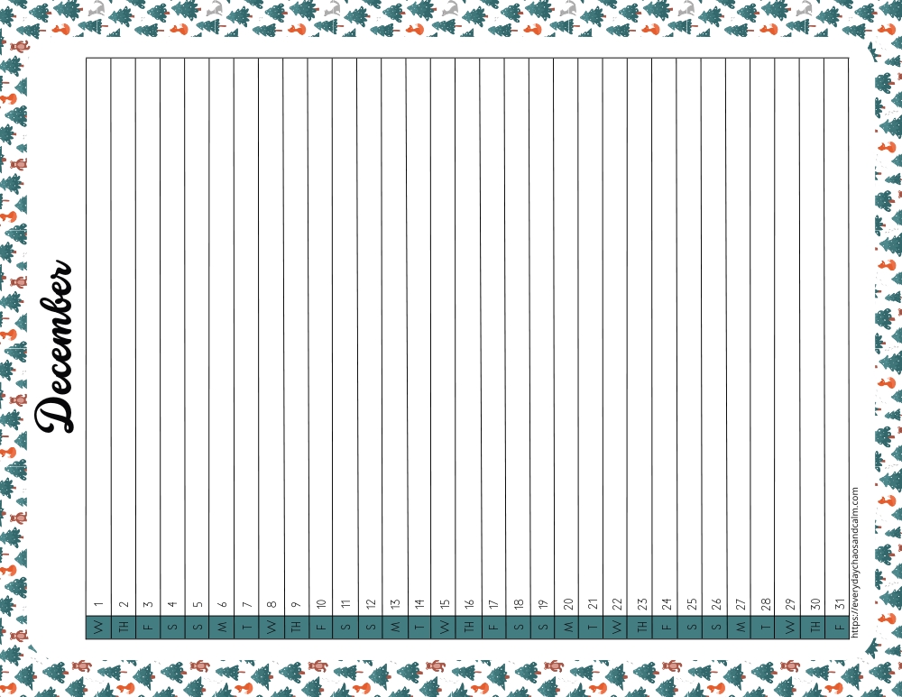 vertical printable December 2027 