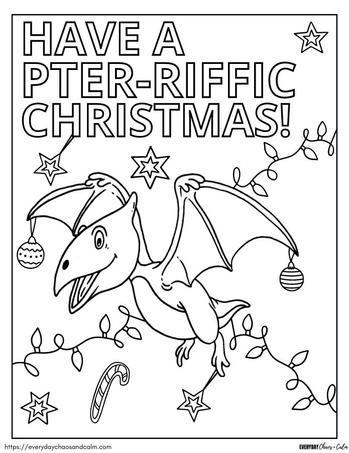 have a pter-riffic christmas coloring page