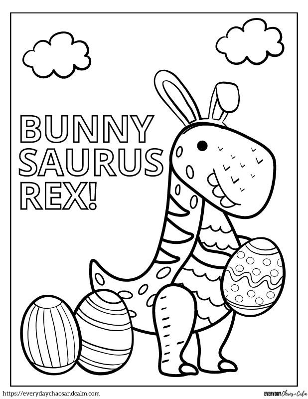 bunny saurus rex dinosaur coloring page