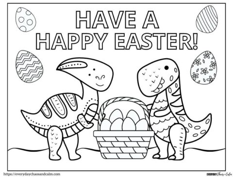 Free Printable Dinosaur Easter Coloring Pages