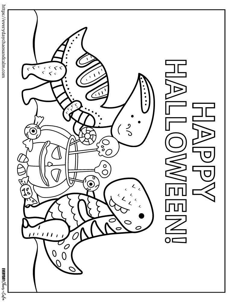 Halloween dinosaur coloring page