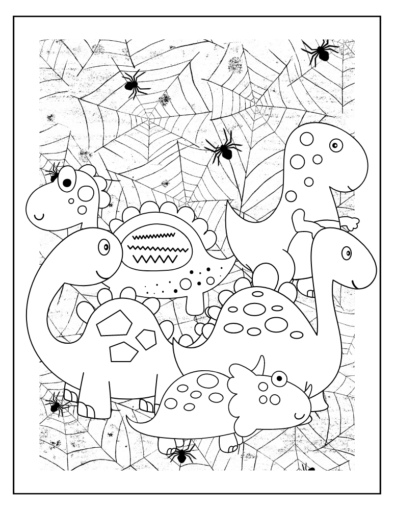 dinosaur halloween coloring page