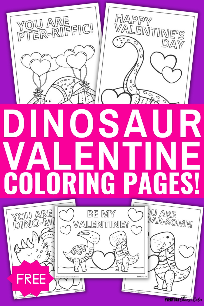 Dinosaur Valentine's Day coloring pages