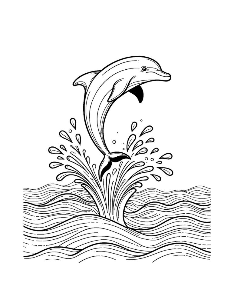 dolphin coloring page, PDF, instant download, kids
