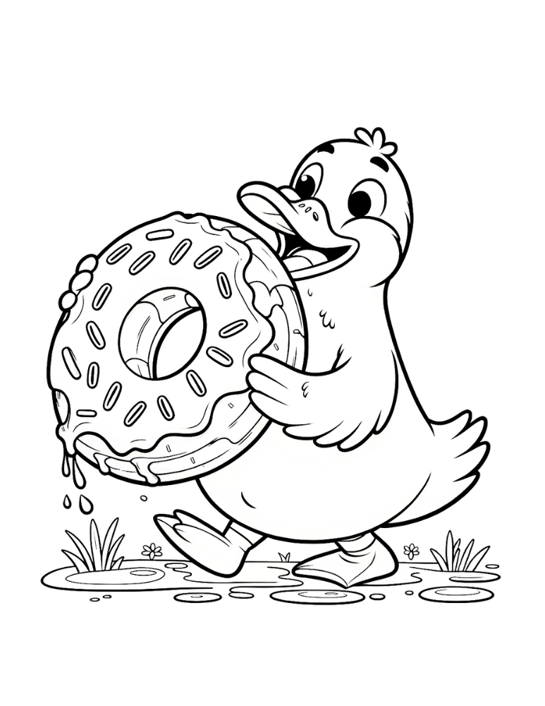 donut coloring page, PDF, instant download, kids