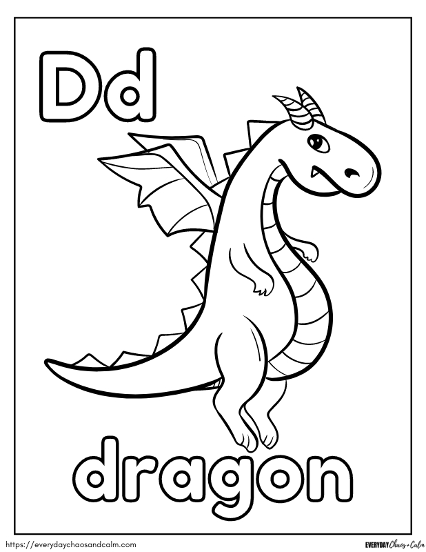printable Dragon coloring page for kids