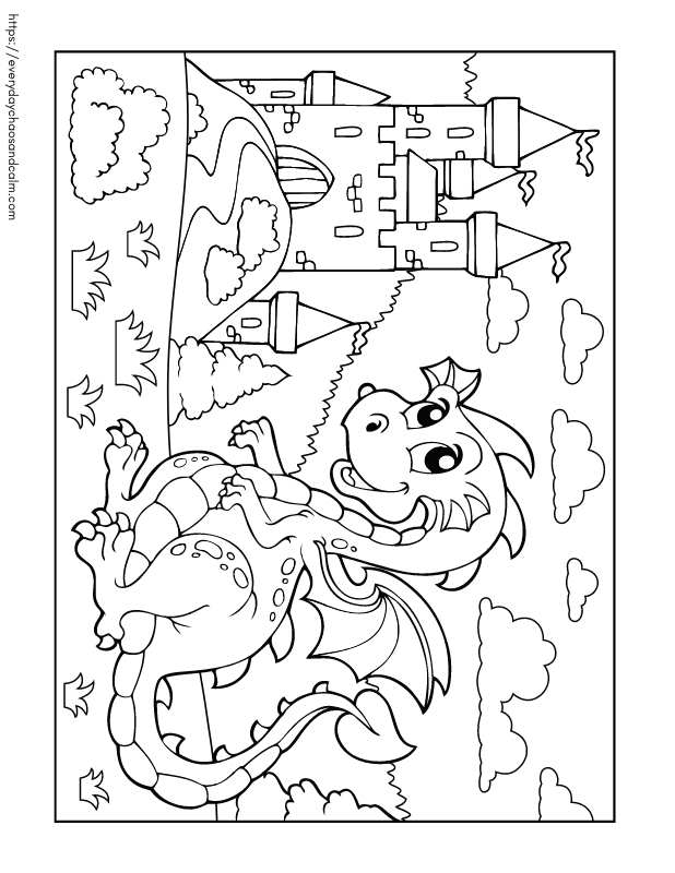 printable dragon coloring page for kids