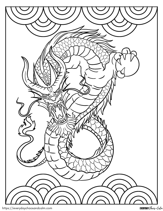 printable dragon coloring page for kids
