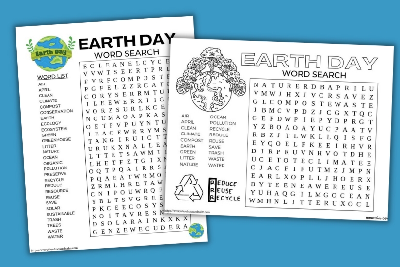 earth day word search example pages