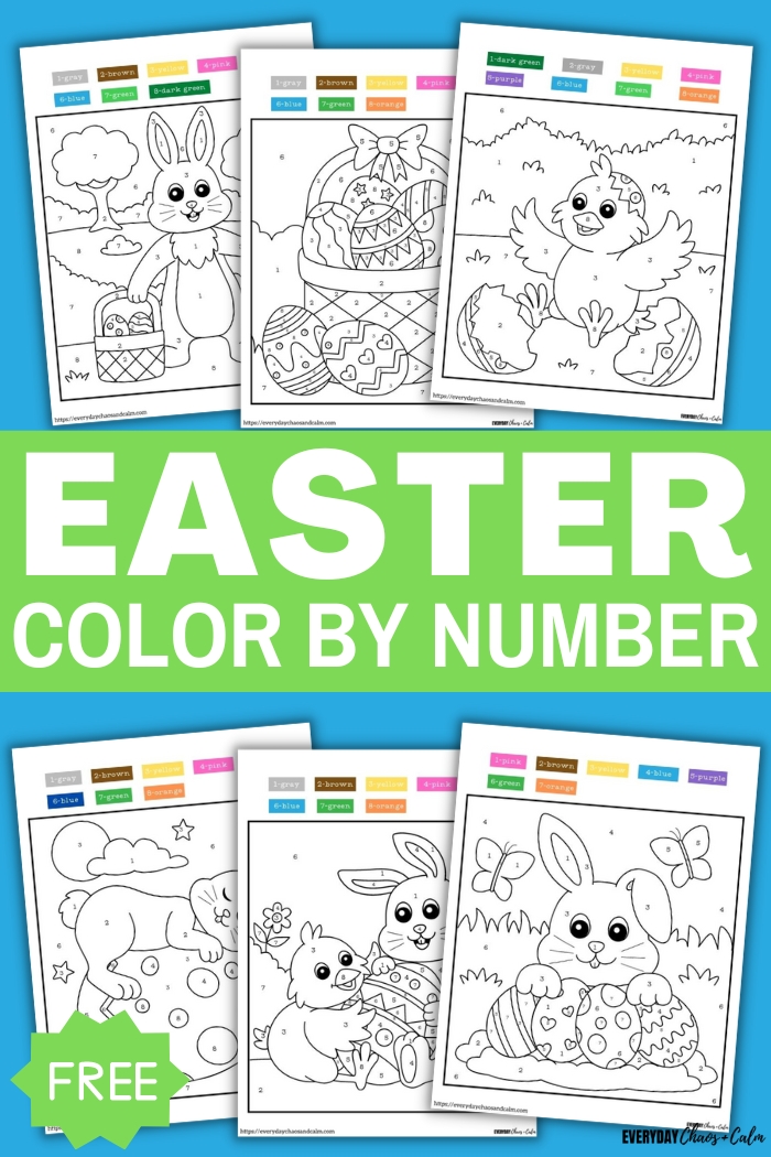 easter color by number worksheets