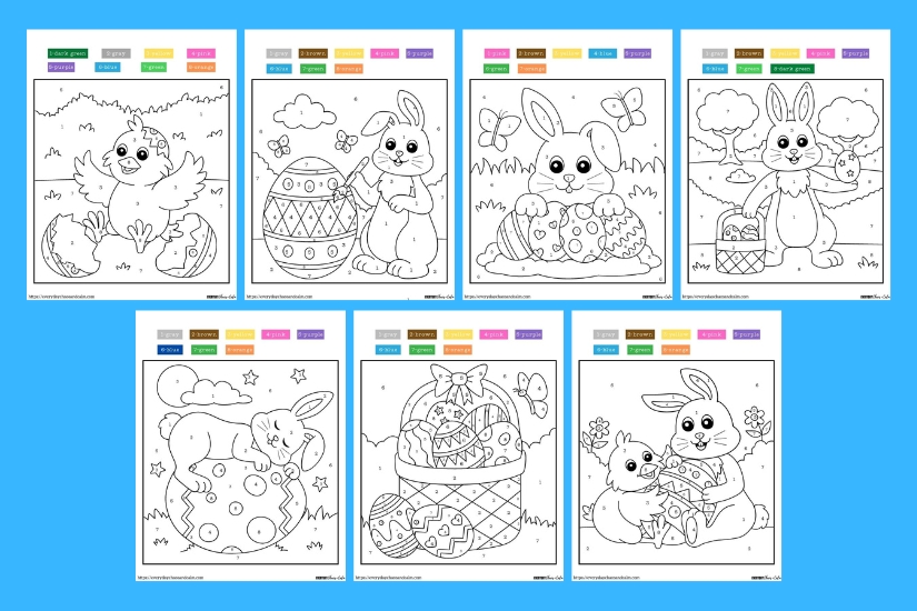 easter color by number example pages