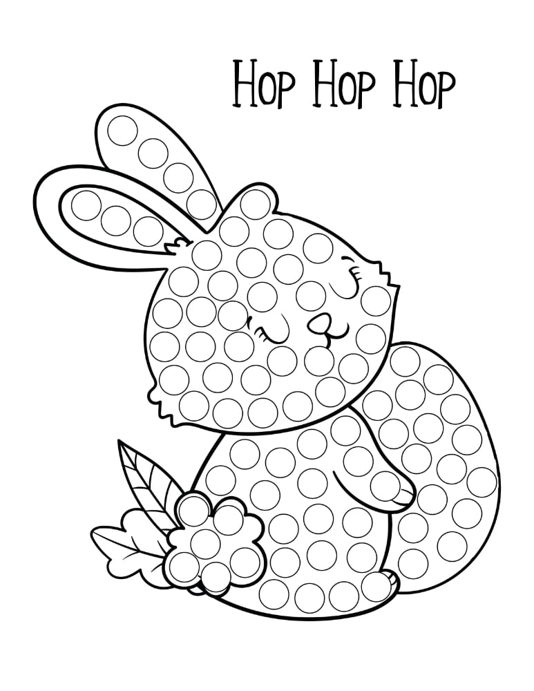 simple Easter do-a-dot for toddlers, easy holiday printable dot marker page, pre-K art activity, PDF, instant download