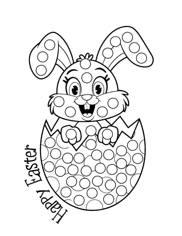 printable Easter dot marker page, festive dabber marker puzzle, preschool holiday craft, PDF, instant download