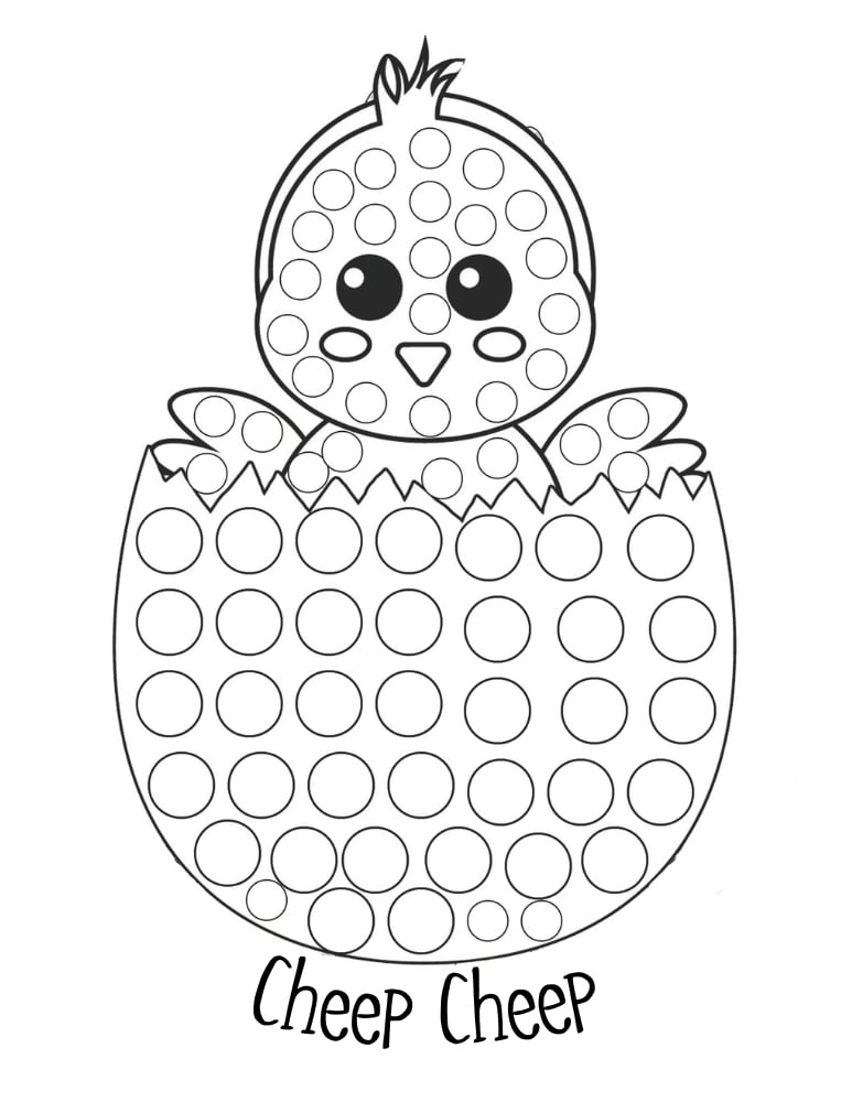 Easter dot marker activity sheet, printable spring do-a-dot puzzle, visual tracking game, PDF, instant download
