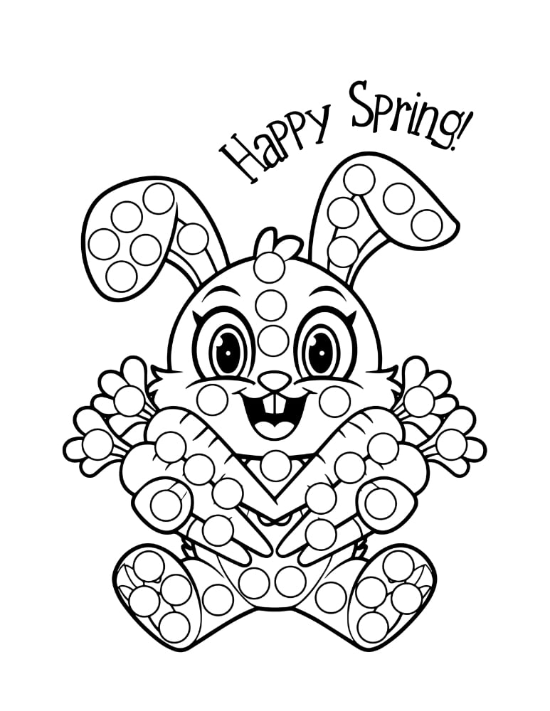 fun Easter do-a-dot printable, kids holiday dot marker craft, early learning activity page, PDF, instant download