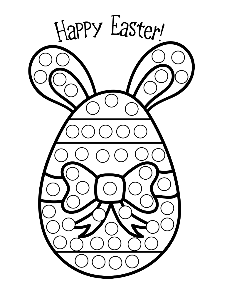 Easter dot marker craft page, printable spring dauber marker template, daycare holiday activity, PDF, instant download