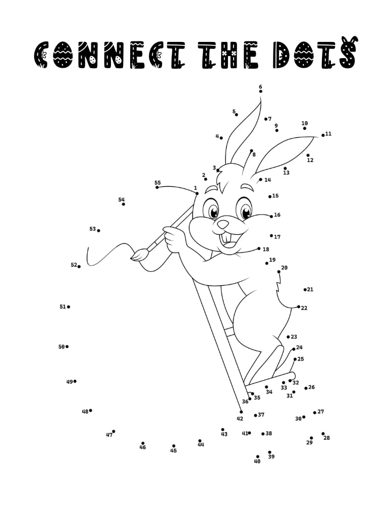 Easter dot to dot printable, holiday connect the dots puzzle for kids, spring activity sheet, PDF, instant download