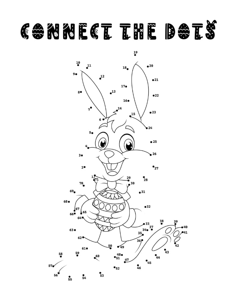 simple Easter dot to dot for pre-K, easy holiday printable puzzle, toddler connect the dots, PDF, instant download