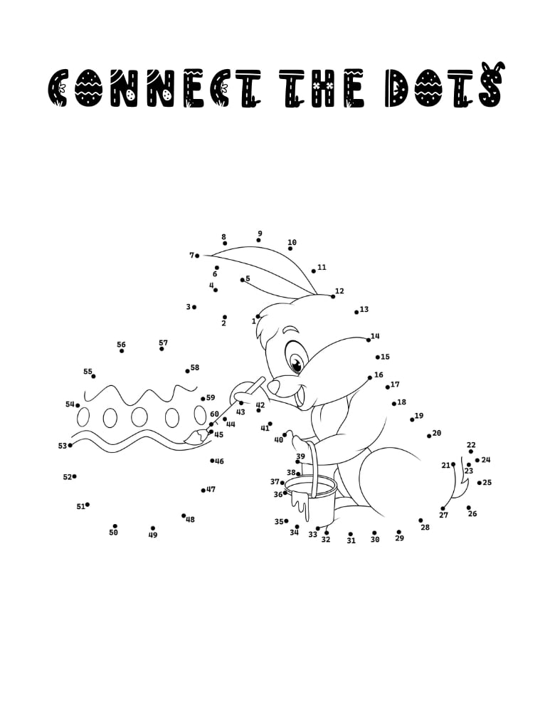 printable Easter dot to dot activity, festive fine motor skills worksheet, classroom puzzle, PDF, instant download