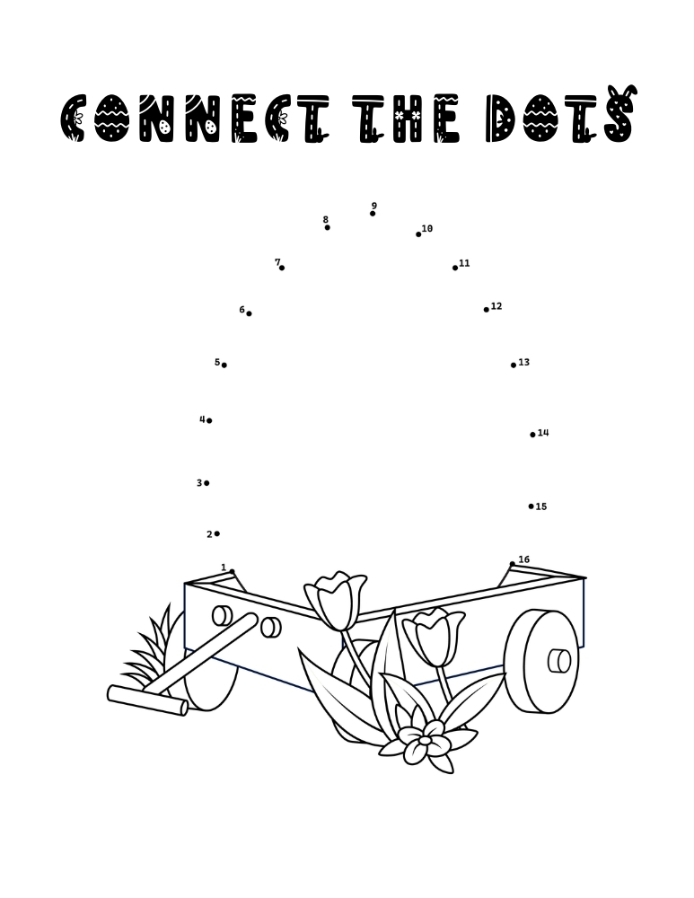 Easter themed dot to dot page, kids festive holiday number game, homeschool worksheet, PDF, instant download