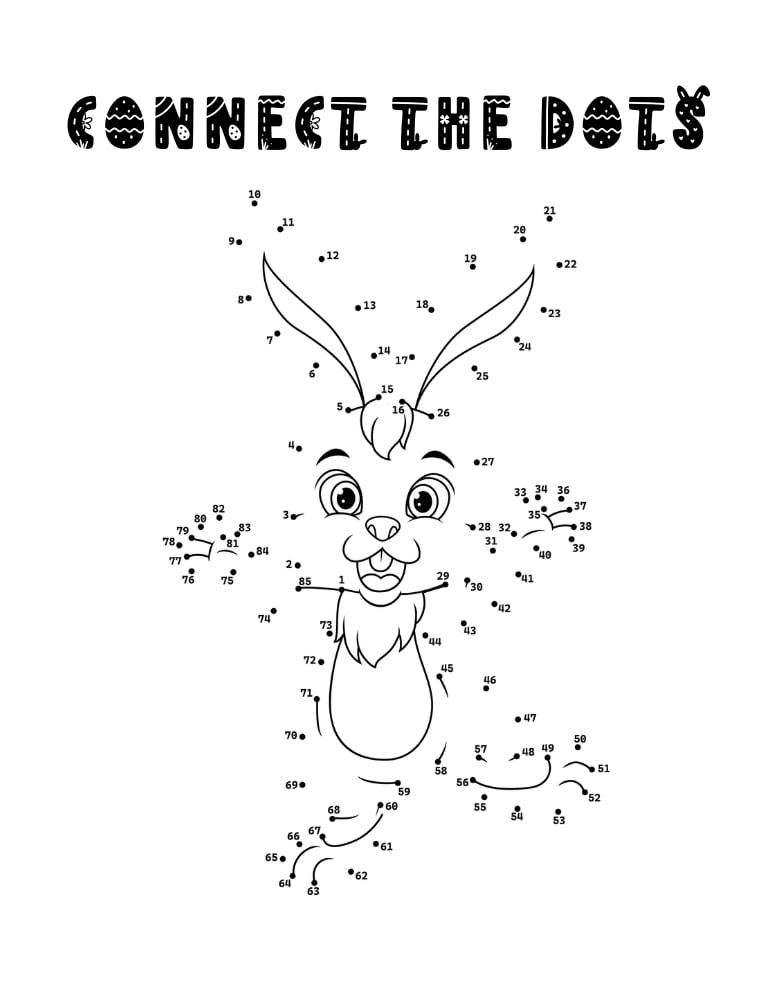 printable Easter connect the dots, holiday activity book page, elementary school puzzle, PDF, instant download