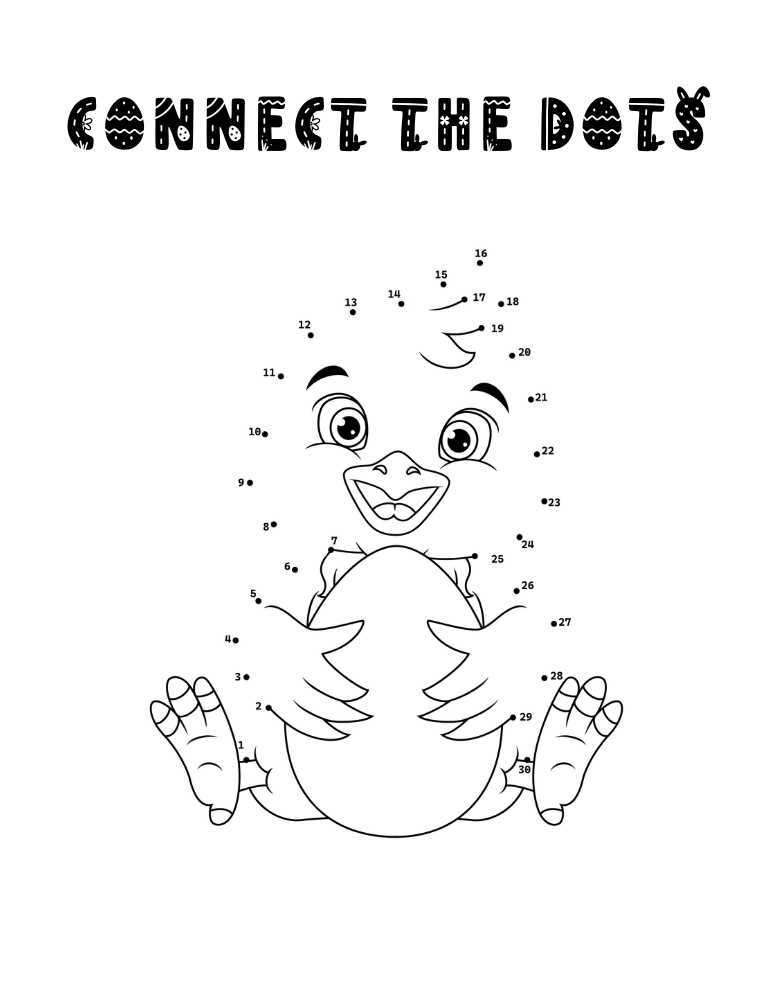 fun Easter connect the dot printable, kids holiday puzzle sheet, early learning game, PDF, instant download