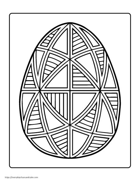 large printable easter egg with triangle pattern