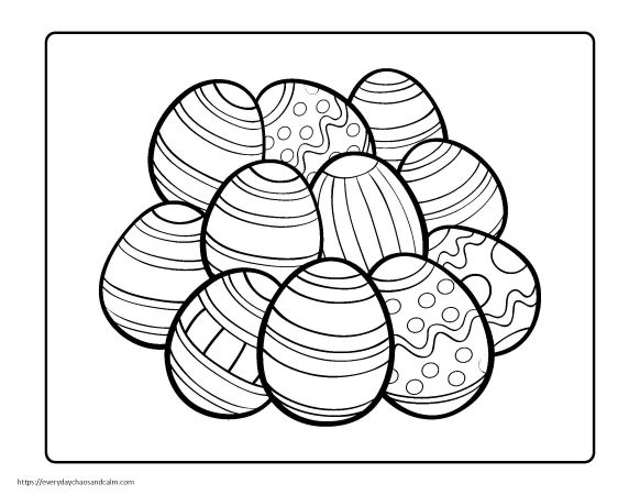pile of small easter eggs coloring page