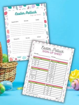 easter pot luck sign up sheets