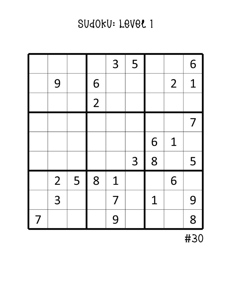 large print easy sudoku puzzles, full-page single number puzzle, beginner problem-solving worksheet, PDF, instant download