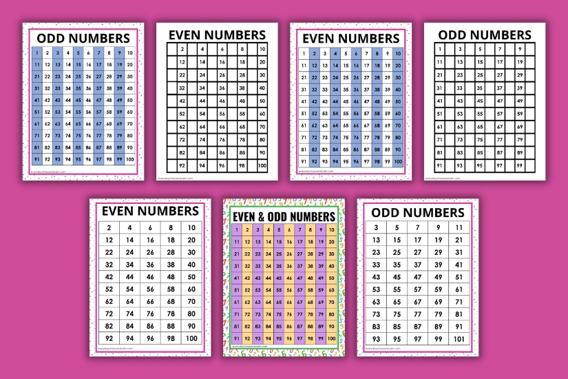 odd and even number charts