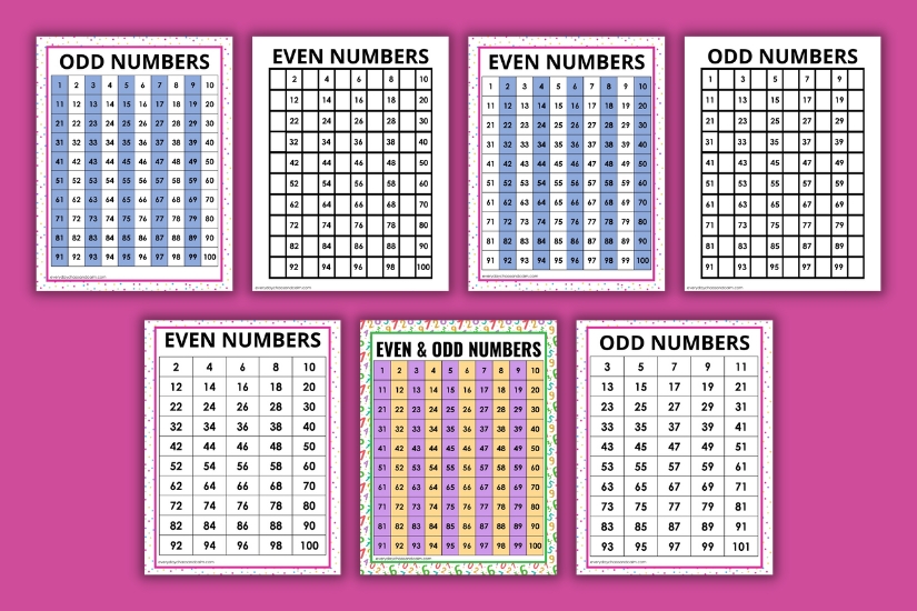 Free Printable Odd And Even Numbers Charts